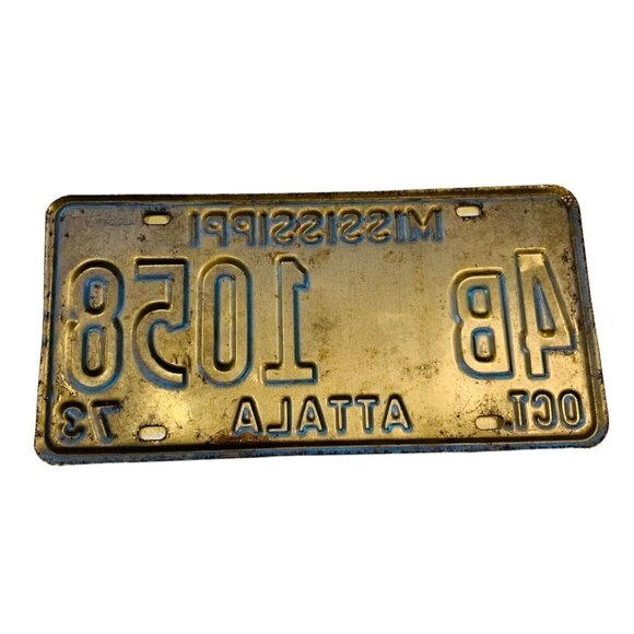 Old Antique Vintage 1973 License Plate Mississippi Attala County Kosciusko Tag - Picture 2 of 4